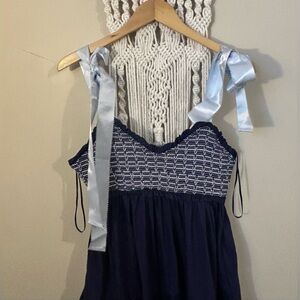 Free People Navy and White Striped Top
